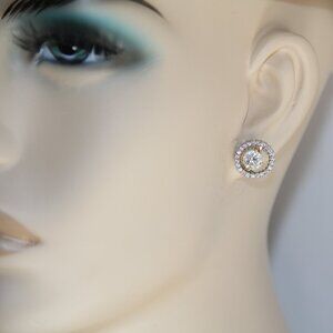 Sterling Silver CZ Diamond Earring Jackets. Gorgeous Round Highly Sparkling Pave